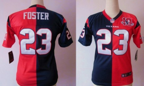 Nike Houston Texans #23 Arian Foster Blue/Red Two Tone Womens Jersey 