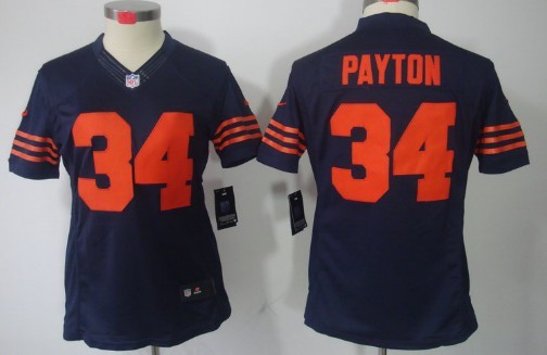 Nike Chicago Bears #34 Walter Payton Blue With Orange Limited Womens Jersey 