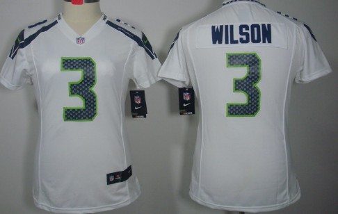 Nike Seattle Seahawks #3 Russell Wilson White Limited Womens Jersey 