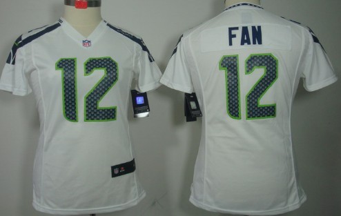 Nike Seattle Seahawks #12 Fan White Limited Womens Jersey 