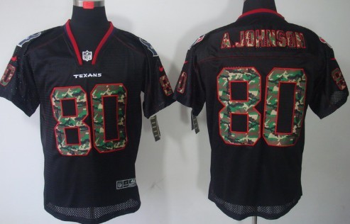 Nike Houston Texans #80 Andre Johnson Black With Camo Elite Jersey