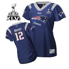 New England Patriots #12 Tom Brady 2011 Blue Womens Field Flirt Fashion 2012 Super Bowl XLVI Jersey 