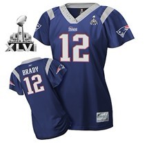 New England Patriots #12 Tom Brady Blue Womens Field Flirt Fashion 2012 Super Bowl XLVI Jersey 