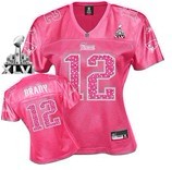 New England Patriots #12 Tom Brady Pink Womens Sweetheart 2012 Super Bowl XLVI Jersey 