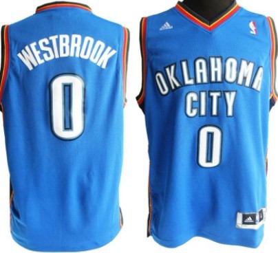 Oklahoma City Thunder #0 Russell Westbrook Revolution 30 Swingman Blue Jersey