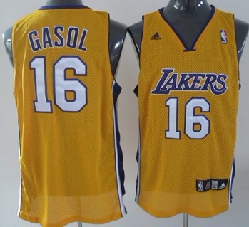 Los Angeles Lakers #16 Paul Gasol Yellow Swingman Jersey 