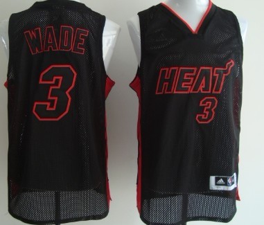 Miami ami Heat #3 Dwyane Wade All Black With Red Swingman Jersey 