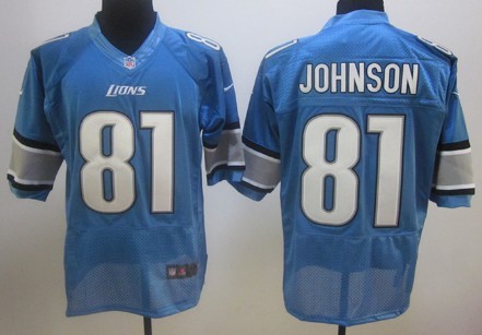 Nike Detroit Lions #81 Calvin Johnson Light Blue Elite Jersey 