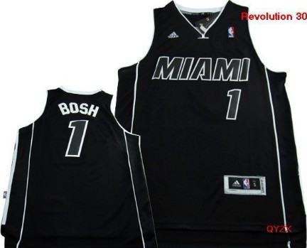 Miami Heat #1 Chris Bosh Revolution 30 Swingman All Black With White Jersey 