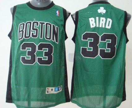 Boston Celtics #33 Larry Bird Green With Black Swingman Throwback Jersey 