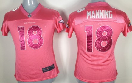 Nike Denver Broncos #18 Peyton Manning Pink Sweetheart Diamond Womens Jersey 