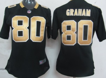 Nike New Orleans Saints #80 Jimmy Graham Black Game Womens Jersey