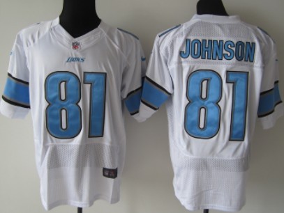 Nike Detroit Lions #81 Calvin Johnson White Elite Jersey 