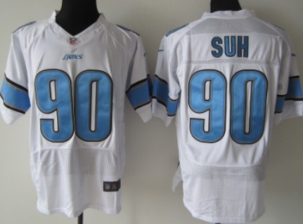 Nike Detroit Lions #90 Ndamukong Suh White Elite Jersey 