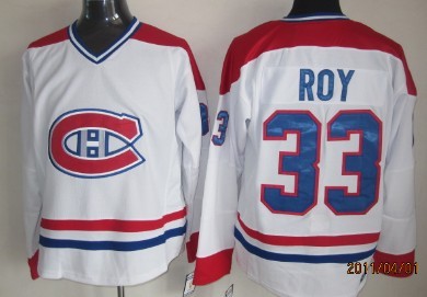 Montreal Canadiens #33 Patrick Roy White Throwback CCM Jersey 