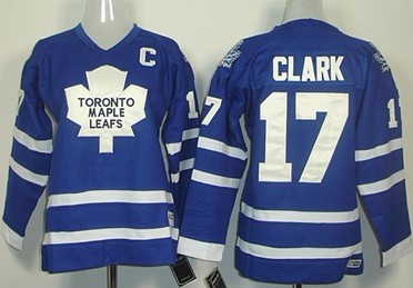 Toronto Maple Leafs #17 Wendel Clark Blue Throwback CCM Kids Jersey