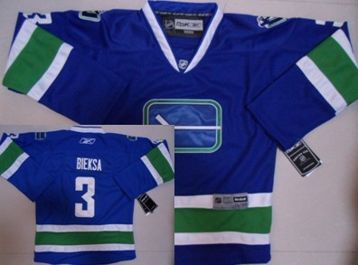 Vancouver Canucks #3 Kevin Bieksa Blue Third Kids Jersey