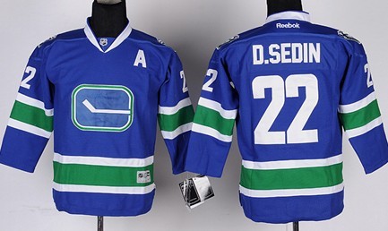 Vancouver Canucks #22 Daniel Sedin Blue Third Kids Jersey