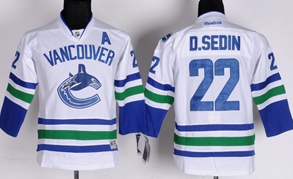 Vancouver Canucks #22 Daniel Sedin White Kids Jersey