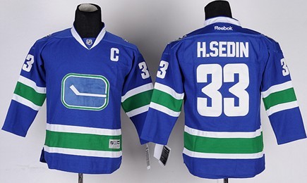 Vancouver Canucks #33 Henrik Sedin Blue Third Kids Jersey