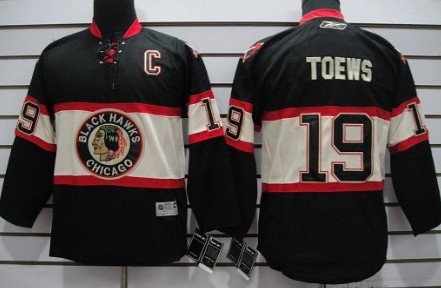 Chicago Blackhawks #19 Janathan Toews Black Third Kids Jersey 