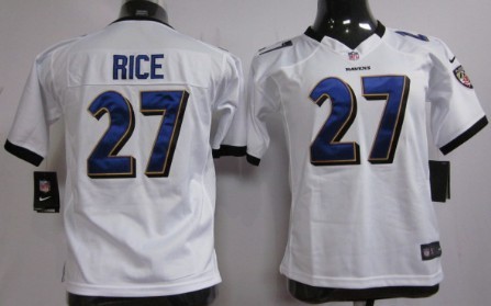 Nike Baltimore Ravens #27 Ray Rice White Game Kids Jersey 