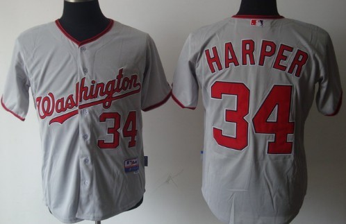 Washington Nationals #34 Bryce Harper Gray Jersey