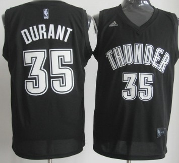 Oklahoma City Thunder #35 Kevin Durant Revolution 30 Swingman Black With White Jersey 