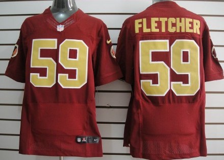 Nike Washington Redskins #59 London Fletcher Red With Gold Elite Jersey 