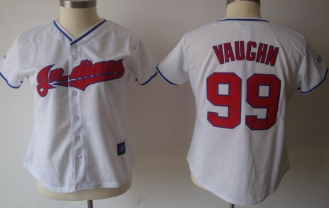 Cleveland Indians #99 Rick Vaughn White With Red Womens Jersey