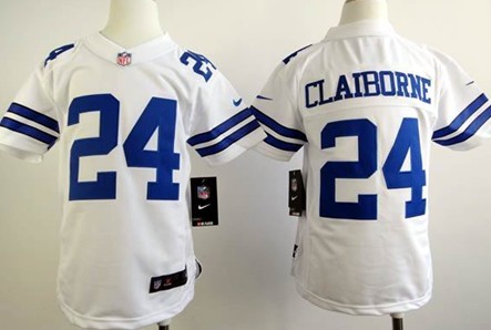 Nike Dallas Cowboys #24 Morris Claiborne White Game Kids Jersey 