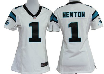 Nike Carolina Panthers #1 Cam Newton White Game Womens Jersey