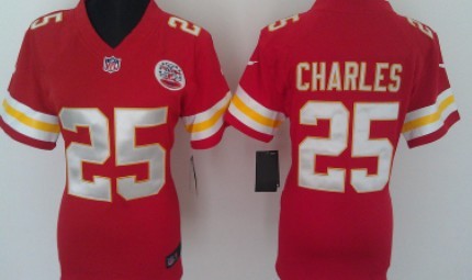 Nike Kansas City Chiefs #25 Jamaal Charles Red Game Womens Jersey