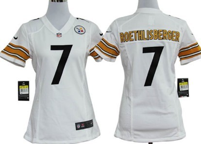 Nike Pittsburgh Steelers #7 Ben Roethlisberger White Game Womens Jersey