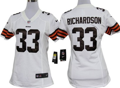 Nike Cleveland Browns #33 Trent Richardson White Game Womens Jersey