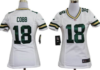 Nike Green Bay Packers #18 Randall Cobb White Game Womens Jersey