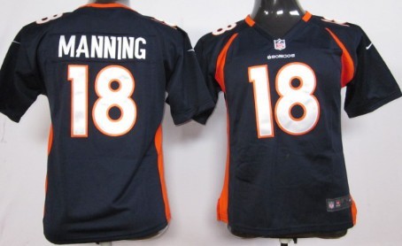 Nike Denver Broncos #18 Peyton Manning Blue Game Kids Jersey