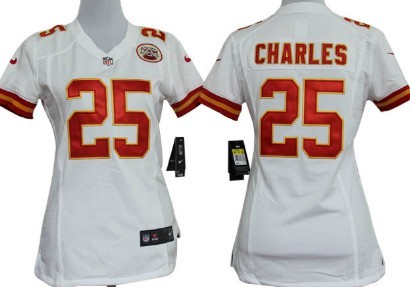 Nike Kansas City Chiefs #25 Jamaal Charles White Game Womens Jersey