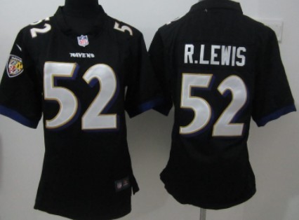 Nike Baltimore Ravens #52 Ray Lewis Black Game Womens Jersey