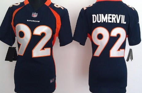 Nike Denver Broncos #92 Elvis Dumervil Blue Game Womens Jersey