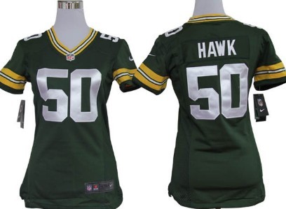 Nike Green Bay Packers #50 A.J. Hawk Green Game Womens Jersey