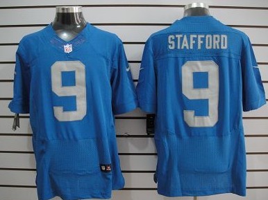 Nike Detroit Lions #9 Matthew Stafford Navy Blue Elite Jersey 