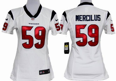 Nike Houston Texans #59 Whitney Mercilus White Game Womens Jersey