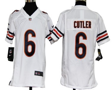 Nike Chicago Bears #6 Jay Cutler White Game Kids Jersey 