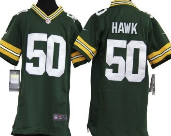 Nike Green Bay Packers #50 A.J. Hawk Green Game Kids Jersey 
