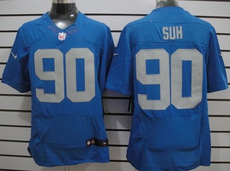 Nike Detroit Lions #90 Ndamukong Suh Navy Blue Elite Jersey 