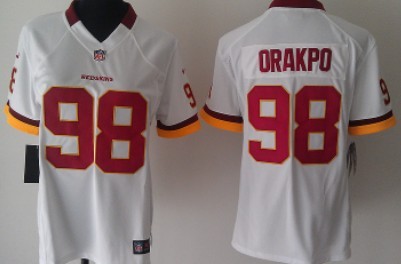 Nike Washington Redskins #98 Brian Orakpo White Game Womens Jersey