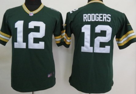 Nike Green Bay Packers #12 Aaron Rodgers Green Game Kids Jersey 