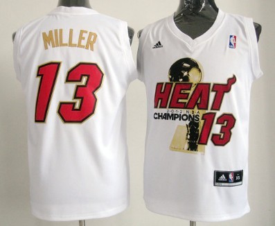 Miami Heat #13 Mike Miller 2012 NBA Finals Champions White With Red Jersey 