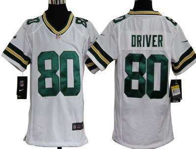 Nike Green Bay Packers #80 Donald Driver White Game Kids Jersey 